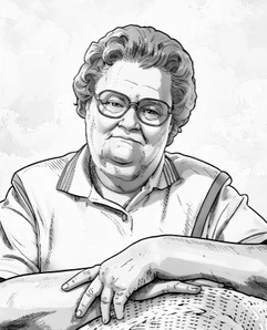 Ink drawing of Ms. Ruth
